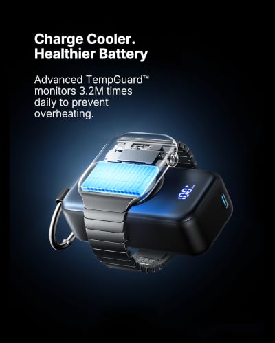 INIU SnapGo Portable Charger, 5000mAh Mini Power Bank for Apple Watch - color: Black
