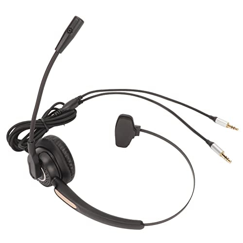 Corded Telephone Headset with Noise Cancellation, Single Ear Headphone for Customer Service, Multimedia Teaching, Plug and Play, Comfortable, Clear Call Quality