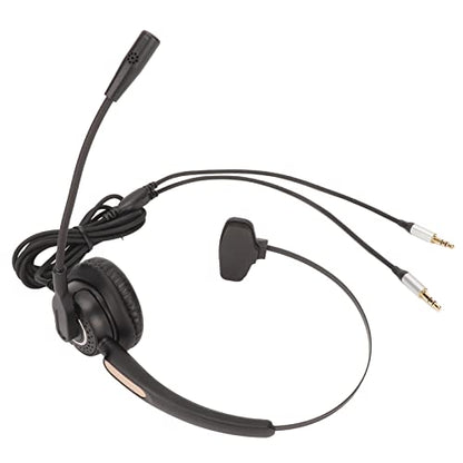 Corded Phone Headset with Noise Clation, Single Ear Headphone for Customer Service, Multimedia Hing, Use, Plug and Play with 330 Degree Rotatable Ear Plate