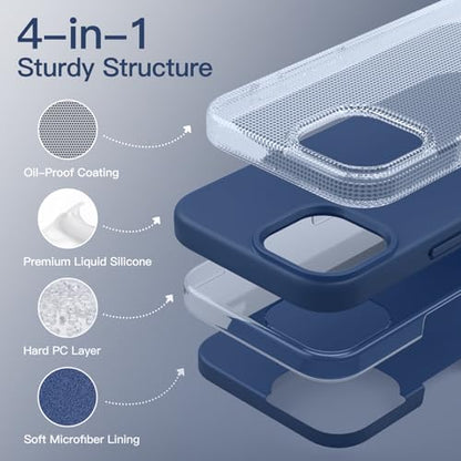 JETech Silicone Case for iPhone 14, Cobalt Blue | Silky Soft Touch, Shockproof Protection, Scratch Resistant, Microfiber Lining - color: Cobalt Blue, size: iPhone 14