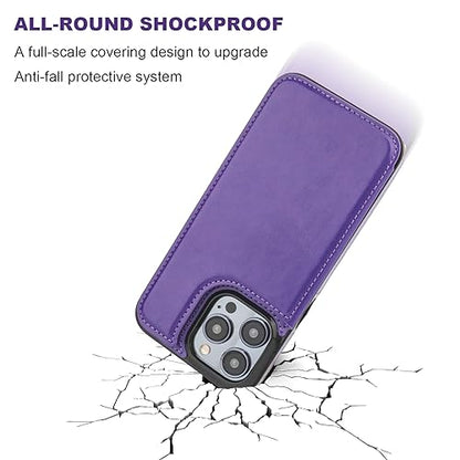 ONETOP for iPhone 15 Pro Max Wallet Case with Credit Card Holder,Purple | Kickstand,ID/Cash Holder,Case Wallet with Card Slots,Double Magnetic Clasp,Durable PU Leather Shockproof Cover for Women Men - color: Purple