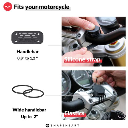 Shapeheart - Magnetic motorbike phone holder | Anti vibration motorcycle phone holder | Waterproof Motorcycle Handlebar phone mount | 360° orientation - size: 2XL phone up to 6.77" (17.2 cm)