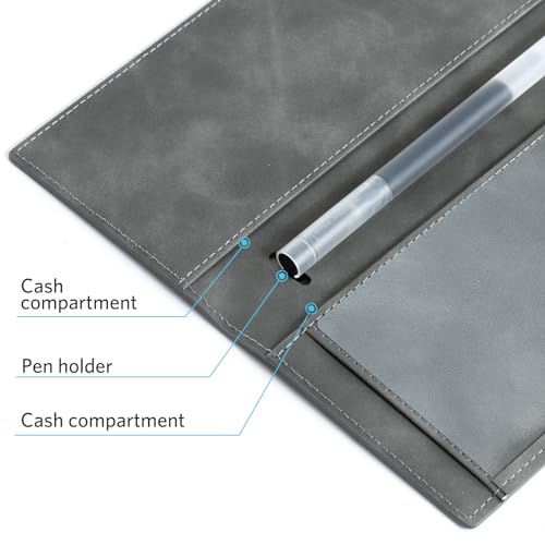 CoBak Checkbook Cover for Women & Men - PU Leather Case with RFID Blocking | Classic Design Check Book Holder for Personal and Business - color: Dark Gray