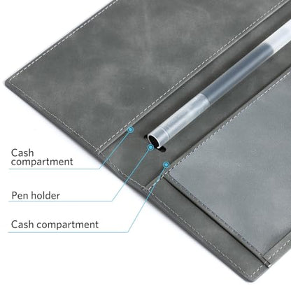 CoBak Checkbook Cover for Women & Men - PU Leather Case with RFID Blocking | Classic Design Check Book Holder for Personal and Business - color: Dark Gray