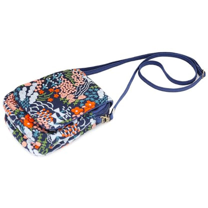 SILKAREA Embroidered Cute Mini Crossbody Bag for Women Small Handbags Wristlet Wallet Bag Cell-phone Pouch Coin Purse - color: Flower Sea Blue