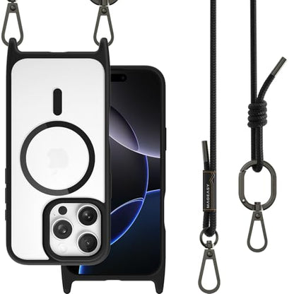 MAGEASY Roam MagSafe Crossbody iPhone Case with Adjustable Strap for iPhone 16 Pro, Magnetic Case with Detachable Lanyard, 16FT Drop Defense, Camera Control Compatible (Midnight) - color: Midnight, size: iPhone 16 Pro