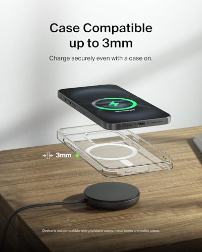 Belkin Qi2 15W Magnetic Wireless Charging Pad, Kickstand with Adapter - style: Power Supply Included (Gen 2)