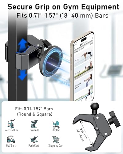 Phone Holder for Peloton Bike, Magnetic Phone Mount Clamp for Spin Bicycles