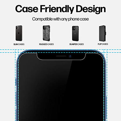Power Theory Designed for iPhone 12/iPhone 12 Pro Privacy Screen Protector Tempered Glass Anti Spy protection [9H Hardness], Easy Install Kit, 99% HD Bubble Free Case Friendly, Anti-Scratch, 2 Pack - size: iPhone 12/12 Pro [2-Pack]