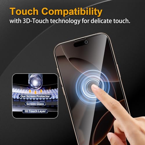 3 Pack Privacy Screen Protector for iPhone 16 Pro Max With 3 Pack Camera Lens Protector, Anti Spy Tempered Glass Film, 9H Hardness, Black Protector, Anti-Scratch, Bubble Free - size: iPhone 16 Pro Max FK33