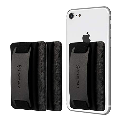 Sinjimoru Phone Grip Card Holder with Phone Stand, Black 3 Pack - color: 3Pack Black
