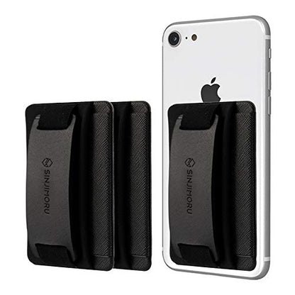 Sinjimoru Phone Grip Card Holder with Phone Stand, Black 3 Pack - color: 3Pack Black