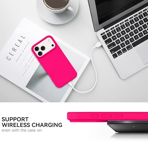 GUAGUA Compatible with iPhone 17 Pro Max Case 6.9 Inch Liquid Silicone Soft Gel Rubber Slim Thin Microfiber Lining Cushion Texture Cover Shockproof Protective Phone Case for iPhone 17 Pro Max,Hot Pink - color: Hot Pink, size: iPhone 17 Pro Max