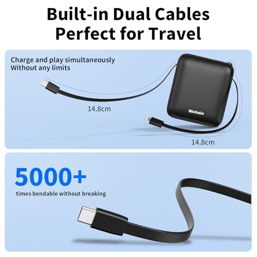 Hichain Small Portable Charger Mini Power Bank 10000mAh 22.5W Black - color: Black