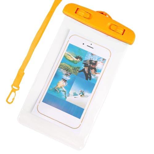 Waterproof Pouch for Phone Touchscreen Transparent Phone Bag | Water Play Cellphone Bag for Beach Cruise Vacation Running Camping Swimming Cycling Kayak Diving Travel - color: Orange