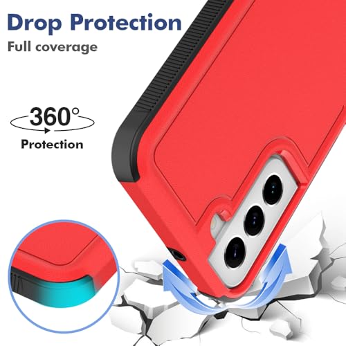 for Samsung Galaxy S22 Plus Case: Dual Layer Protective Heavy Duty Cell Phone Cover Shockproof Rugged with Screen Protector - Military Protection Bumper Tough - Samsung Galaxy S22+ Plus 2022, Red - color: Red (PC) + Black (TPU)