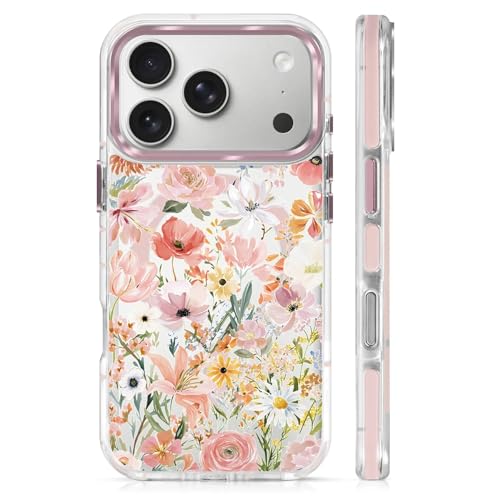 Clear Magnetic Case for iPhone 17 Pro, Slim Anti-Yellow Transparent Cover, Military Grade Protection, Phone Cases for iPhone 17 Pro, Spring Floral - color: A Spring Floral, size: Iphone 17 Pro