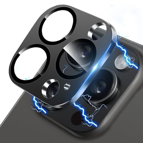 Compatible with iPhone 16 Pro and 16 Pro Max Camera Lens Protector, Upgraded Anti-Scratch Tempered Glass Metal Camera Screen Protector Shockproof Full Protective Lens Cover - color: Black Frosted, size: for iPhone 16 Pro / 16 Pro Max