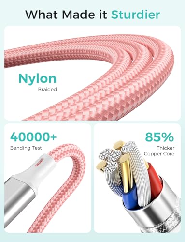 2Pack Multi Charging Cable for Apple Watch Charger 4 in 1 Travel Essentials RV Camping Essentials USB C/L/Micro Compatible with iWatch Series 11-1/iPhone 17/16/15/Android Airplane Gadgets-4FT/Pink - color: Pink, size: 4FT+4FT