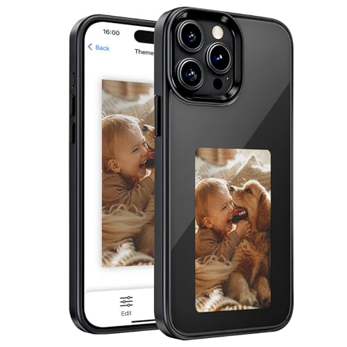 4-Color E-Ink Smart Phone Case for iPhone 16 Pro Max with DIY | Smart Phone Case with NFC Transmission, Digital Photo Picture Display, Battery Free, Black - size: iPhone 16 Pro Max