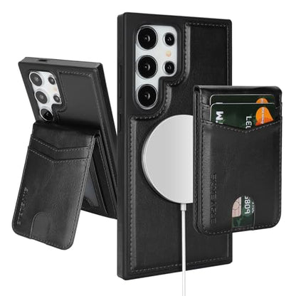 SkyEagle Compatible with Magsafe 2 in 1 Detachable Samsung Galaxy S24 Ultra Wallet Case with Card Holder Women Men Magnetic PU Leather Phone Case RFID Blocking Flip Kickstand Credit Slots,Black - color: Black, size: Samsung Galaxy S24 Ultra 6.8"