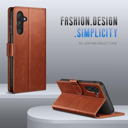 Wallet Case for Samsung Galaxy A16 5G, Light Brown | RFID-Blocking Card Holder, Kickstand, Magnetic Closure, PU Leather Folio Flip Cover, Protective Women Men Cases - color: Light Brown, size: SamsungGalaxy A16