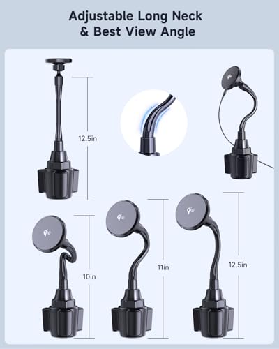 Upgraded Qi2 15W for Magnetic Cup Holder Charger, [More Stable & Faster Charging] Magnetic Car Mount Charger 15W Fast Charging with Adjustable Gooseneck for iPhone 17 Pro Max Air 16-12 Series