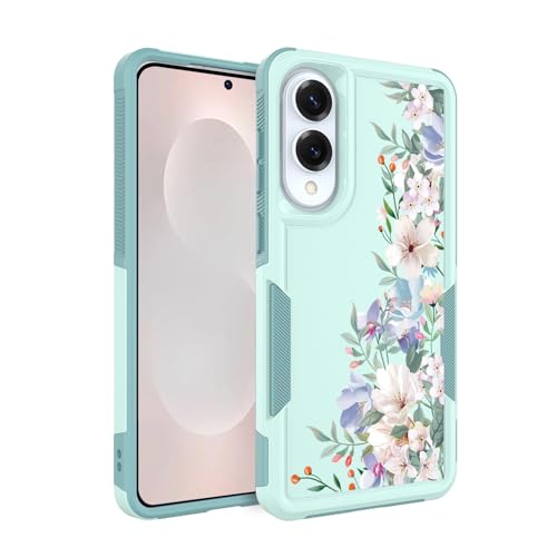 for Samsung Galaxy S25 Edge Case: Cute Flowers Floral Design for Girls Women Slim Soft TPU Bumper Shockproof Silicone Cell Phone Cover (Mint Green/Magnolia) - color: Mint Green/Magnolia, size: for Galaxy S25 Edge