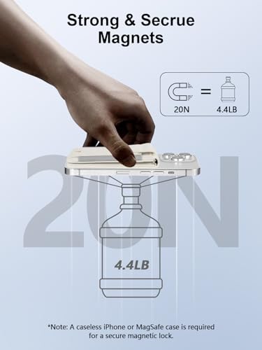 for MagSafe Wallet Works with Apple Find My, Strongest Magnetic Wallet - color: Milky White