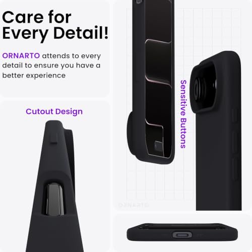 ORNARTO for iPhone Air Case 6.5", Slim Liquid Silicone 3 Layers Soft Gel Rubber Shockproof Protective Cover with Anti-Scratch Microfiber Lining-Black - color: Black