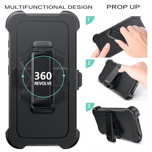 DUEDUE for Samsung Galaxy S25 Case, Phone Case for Samsung S25 with Belt Clip Holster Shockproof 3-Layer Heavy Duty Full Body Protective Rugged Phone Cases Cover for Galaxy S25 6.2", Black - size: for Samsung S25 6.2"