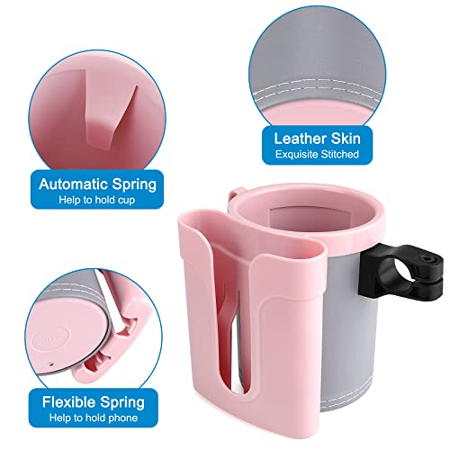 Accmor 3-in-1 Bike Cup Holder with Cell Phone Keys Holder, Bike Water Bottle Holders, Universal Bar Drink Cup Can Holder for Bicycles, Motorcycles, Scooters, Grey Pink - color: Grey Pink
