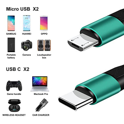 SIQIWO Multi Charger Cable 4 in 1, 2Pack 4FT 3A Fast Charging Cords