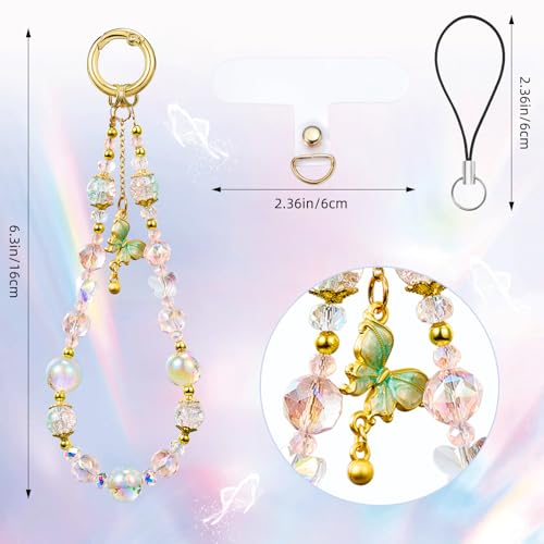 BEEFLYING Beaded Phone Charm Wrist Strap for Case - color: Green