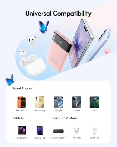 VEGER 10000mAh 22.5W Fast Charging Portable Charger with Built-in Cables - color: Pink