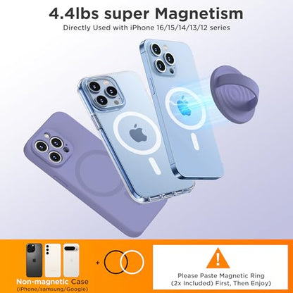 Upgraded Magnetic Phone Grip, Liquid Silicone Soft and Portable, Removable Finger Loop Ring Grip Holder for iPhone, Strong Magnetic Attraction, Compatible with MagSafe Phone Case, Lavender Gray - color: Lavender Gray
