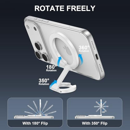 Phone Ring Holder for MagSafe Phone Grip, Magnetic Cell Phone Grip Magnetic Finger Ring Phone Kickstand Ring Stand for iPhone 17 16 15 14 Air Accessories Android Mag Car Mounts, White - color: White