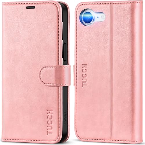TUCCH Case Wallet for iPhone 17e 16e (6.1"), RFID Blocking Folio, Rose Gold | 4 Card Holders, Kickstand, PU Leather, Magnetic Closure, Shockproof TPU Shell, Protective Flip Cover - color: Rose Gold
