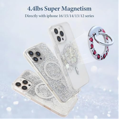 Magnetic Phone Ring for MagSafe Grip, Super Magnet Twinkle Design Ring Holder Stand, MagSafe Accessory for iPhone 17/16/15/14/13 Pro Max Plus，Pink Spots - color: Pink Spots