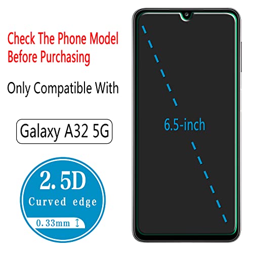 2 Pack Screen Protector for Samsung Galaxy A32 5G Tempered Glass | Easy to Install, Bubble Free, Work with 99% Case Friendly