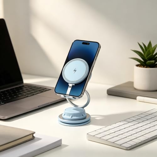 Blue 15W Fast Wireless Car Charger, Magnetic Dashboard Phone Holder - color: blue