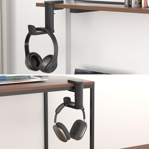 Headphone Holder Adjustable Clamp-on Headphone Hook - color: Black