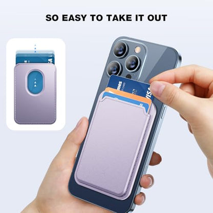 Miracase Magnetic Wallet, Compatible with MagSafe Wallet, 3-Card Holder, for iPhone 15/14/13/12 Series，Purple - color: C-Purple, style: Basic Wallet