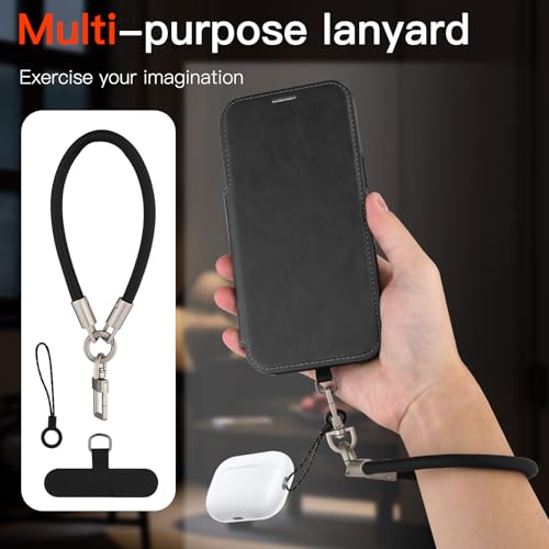Wallet Phone Case Crafted for iPhone 16 Pro Max Gray | PU Leather Phone Case Flip Cover Wrist Strap Card Holder Slots - color: Gray-2, size: iPhone 16 Pro Max
