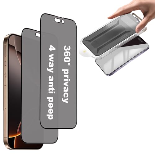 2 Pack Privacy Matte Screen Protector for iPhone 13 Pro Max/iPhone 14 Plus 6.7inch, 4-Way 360° Anti-Spy Anti Glare Tempered Glass, Auto Alignment Easy Installation Kit - size: for iPhone 13 Pro Max/iPhone 14 Plus