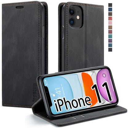 japezop Compatible with iPhone 11 Case,iPhone 11 Case Wallet with[RFID Blocking] Card Holder Kickstand, Leather Flip Wallet Case for iPhone 11 6.1 inch(Black) - color: Black, size: iPhone 11 6.1 Inch