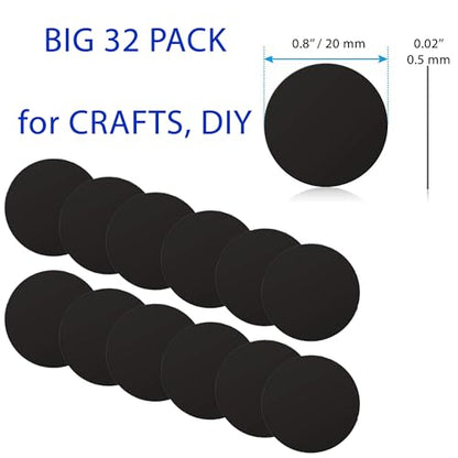 Cell Phone Metal Stickers 0.8 inch for Magnetic Car Mount. Replacement Set of 32 Mini Magnet Metal Plates. Silver Car Sticky Small Round Iron Discs with 3M Adhesive Backing for Case, DIY, Crafts. - color: Round 0.8" [32 Pack]