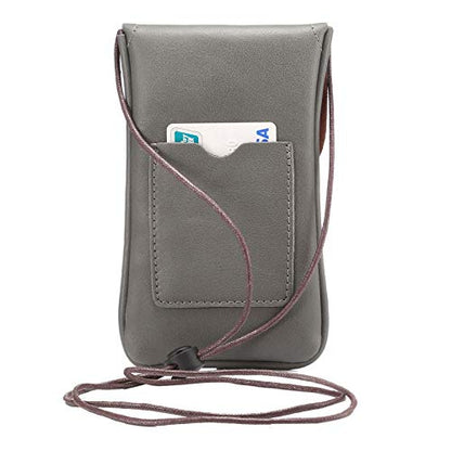 Cell Phone Neck Pouch, PU Leather Carrying Bag with Credit Card Holder Adjustable Strap, Small Travel Purse for iPhone 11 XR XS Max SE 8 7 6 Plus, Galaxy S10 S7 Edge A10 J7, Moto G6 (Gray) - color: 01 Gray