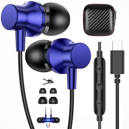 APETOO USB C Wired Earbuds for iPhone 18 Pro 17 16 15 Volume Control Blue - color: Blue