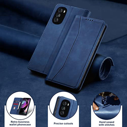 Jasonyu Flip Wallet Case for Moto G 5G (2022),Leather Magnetic Folio Cover with Card Holder,Kickstand - TPU Shockproof Durable Protective Phone Case,Blue | PU Leather Magnetic Folio Cover,with Card Holder,Kickstand,TPU Shockproof,Durable,Protective Phone